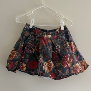 Floral Skirt with Red and Green Pattern
